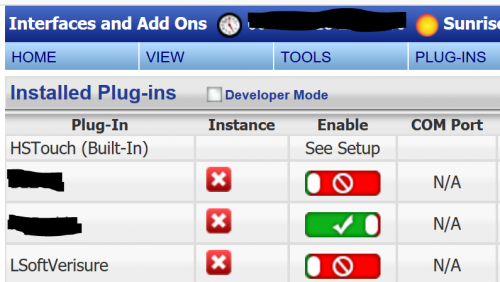 HomeSeer Verisure Plugin disabled