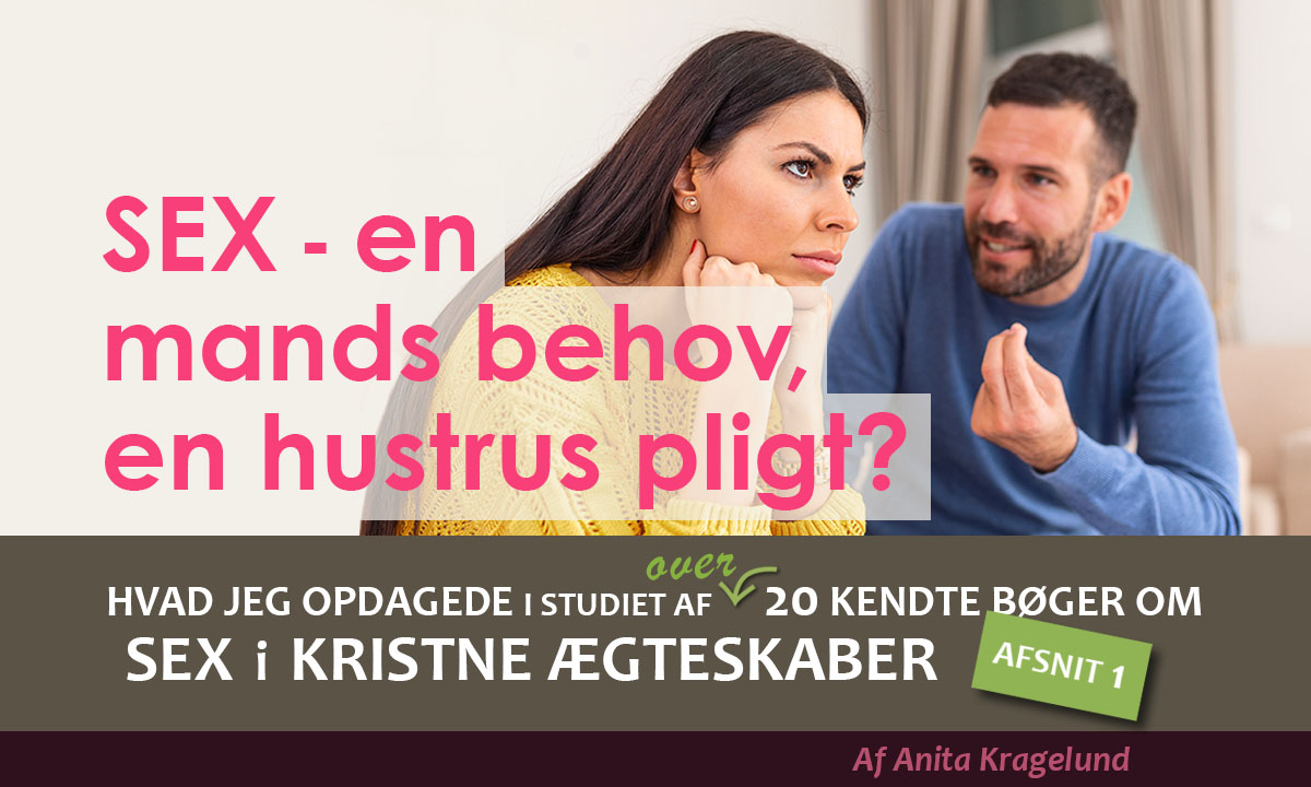 Sex - en mands behov, en hustrus pligt? Første afsnit i en blog-serie om, hvad jeg opdagede i studiet af over 20 kendte bøger om sex i kristne ægteskaber.