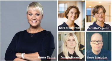 Collage med fem personer, varav bilden på Anna Tenje är störst.