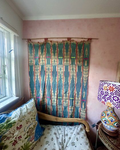 Afrikansk vægtæppe "Mud cloth" Indigo lys blå