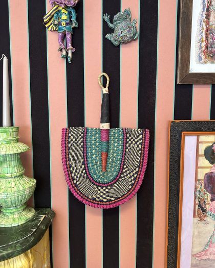 Afrikansk Bolga vifte - grøn/pink kant