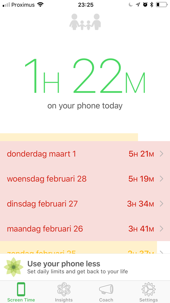 Mijn smartphone verbruik verminderen - moment app