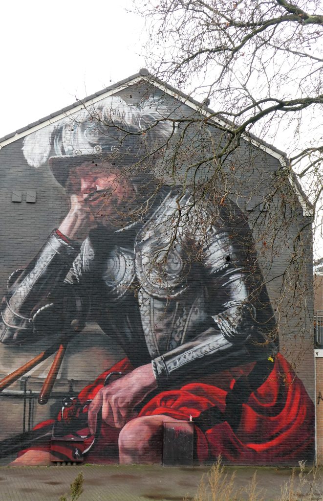 Slapende Mars streetart in Utrecht