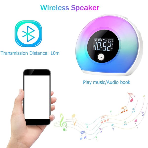 Wireless LED Night Lamp Alarm Clock and Bluetooth Speaker- USB Charging_5