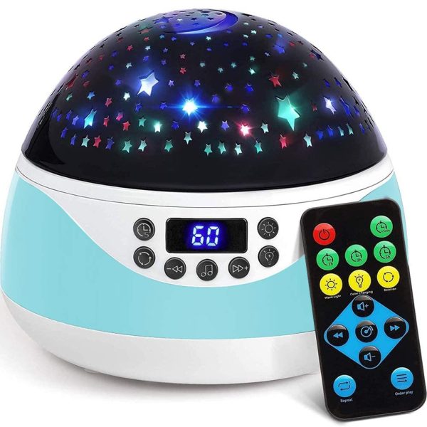 USB Plugged-in, Battery Powered Rotating Projector Night Light with Music_1