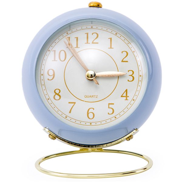 Vintage Silent Metal Desk Clock Non-Ticking Gold Clock Bedside Décor- Battery Powered_1