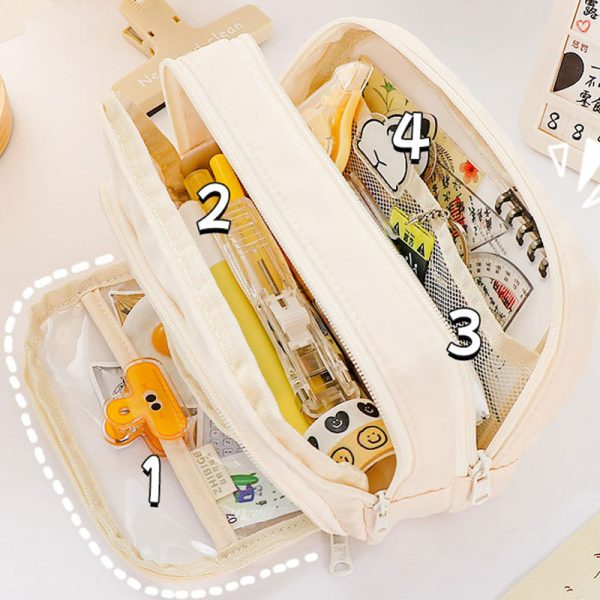 Large Capacity Aesthetic Pencil Bag Korean Style Pen Organizer_8