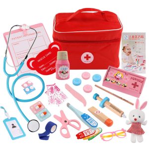 Kids Wooden Toys Pretend Play Doctor Set_0