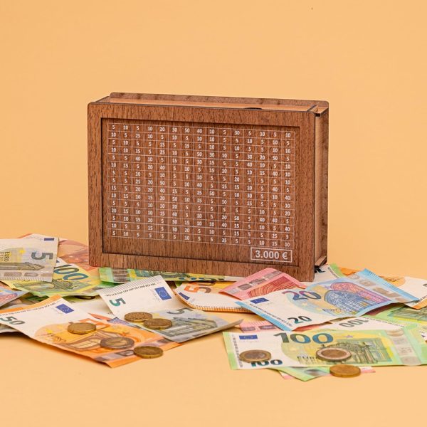 Large Capacity Wooden Piggy Bank Cash Box with Counter - Suitable for EURO_3