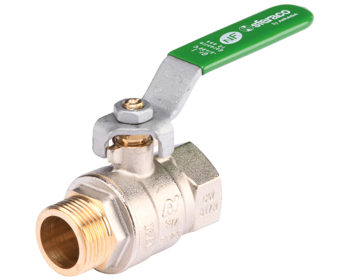 Nordic Valves Ball valves Brass - Cast iron - PVC 528 - Brass ball valve 4MS NF male female flat green handle