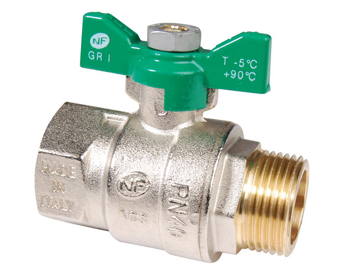 Nordic Valves Ball valves Brass - Cast iron - PVC 569 - Brass ball valve 4MS NF male female green butterfly handle
