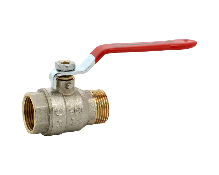 Nordic Valves Ball valves Brass - Cast iron - PVC 581 - Brass ball valve titled 4MS building + male female BSP red handle