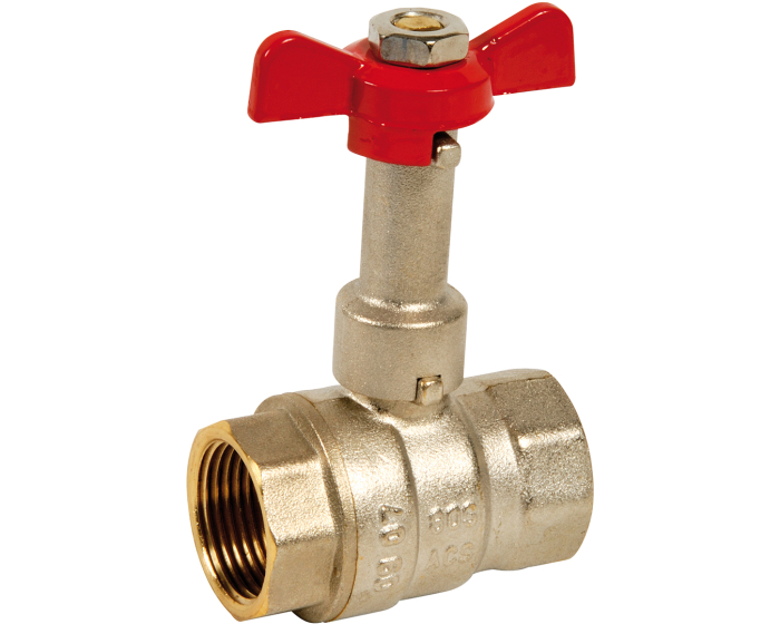 Nordic Valves Ball valves Brass - Cast iron - PVC 617 - Brass ball valve with extension. female female throttle valve red
