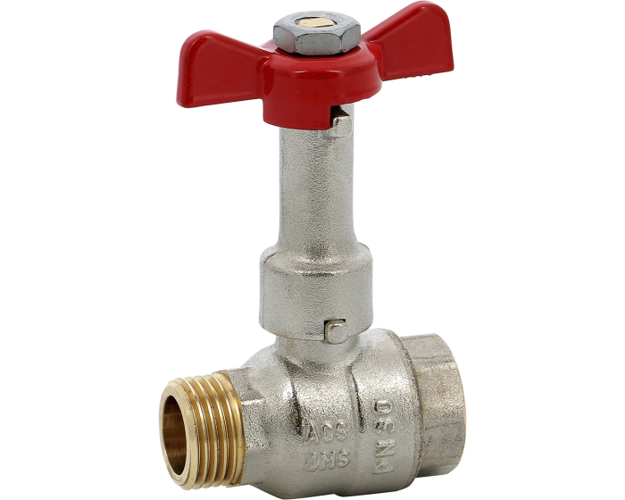 Nordic Valves Ball valves Brass - Cast iron - PVC 618 - Standard brass ball valve with red handle male female extension