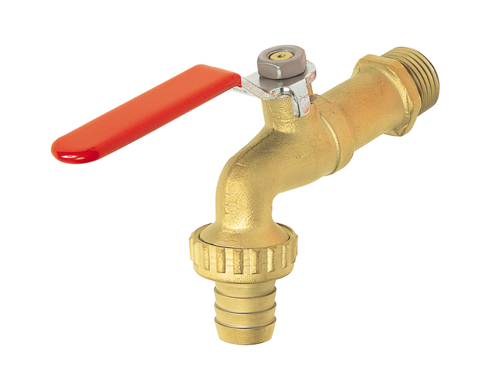 Nordic Valves Ball valves Brass - Cast iron - PVC 682 - 4MS brushed brass draw-off tap with red flat steel handle nipple