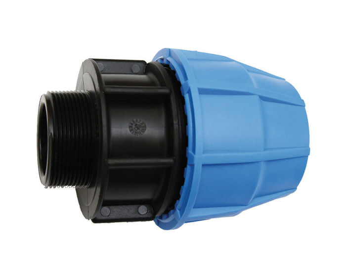 Nordic Valves Fittings 1001 - High density polypropylene coupling with male straight external clamping