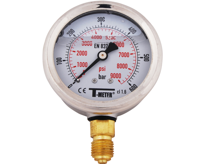 Nordic Valves Pressure gauges and thermometers 1613 - Pressure gauge stainless steel case D63 vertical radial connection glycerin 1/4''