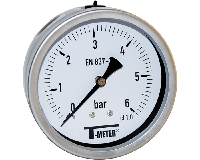 Nordic Valves Pressure gauges and thermometers 1625 - Manometer stainless steel case D100 axial rear connection 1/2''