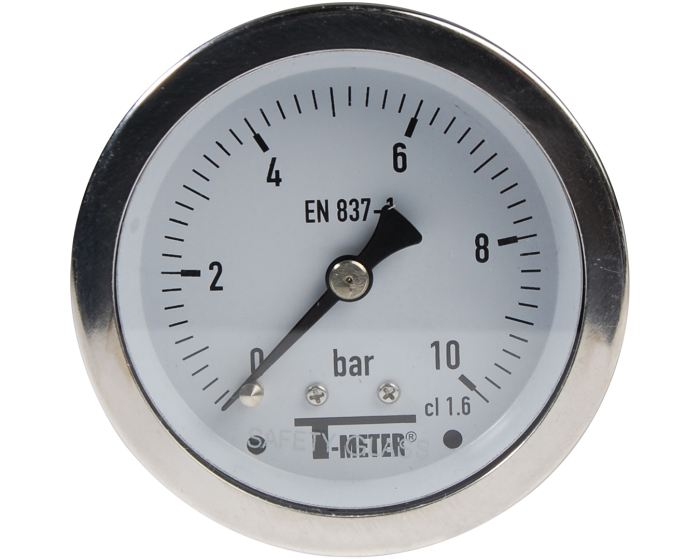 Nordic Valves Pressure gauges and thermometers 1626 - All stainless steel pressure gauge with dry dial D63 axial rear connection 1/4''