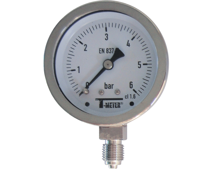 Nordic Valves Pressure gauges and thermometers 1616 - All stainless steel pressure gauge with dry dial D63 radial vertical connection 1/4''