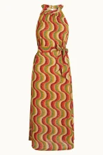 King Louie Kjole Virna Midi Dress Jiggy Ribbon Red - Billede 3