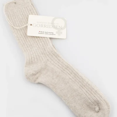 Gorridsen-Strømper-Magnolia Rib-Ecru-Uld