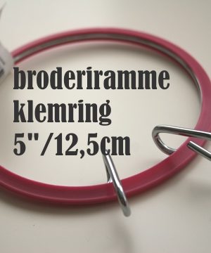 Broderiramme rosa/ turkis/lilla plast, klemring, 5"/12,5cm