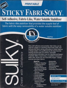 Sticky Fabri-Solvy, vannl?selig print-ark