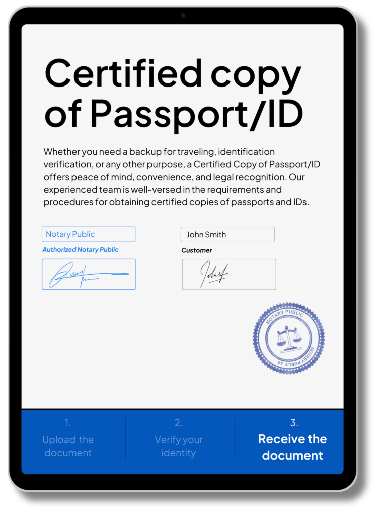 Certified copy of Passport/ID