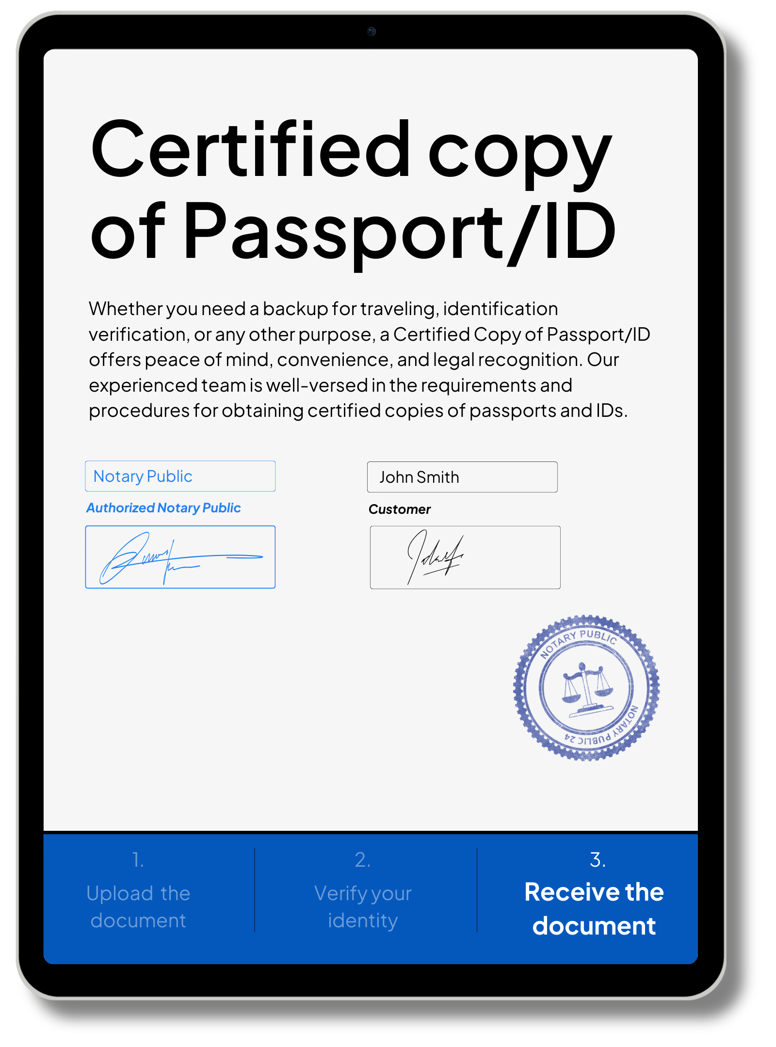 Certified Copy of passport/ID