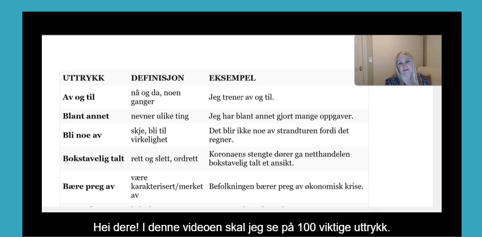 Skjermdump av Karense-video om uttrykk