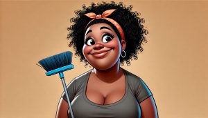 Dame som holder kost