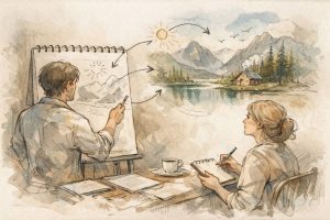 Mann beskriver et bilde for ei dame