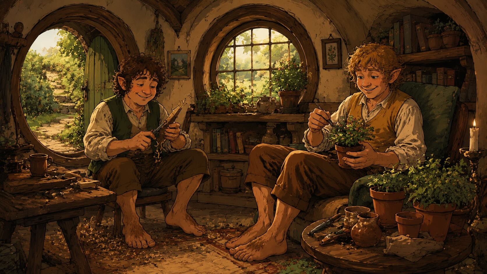 to hobbiter i ei hobbithule