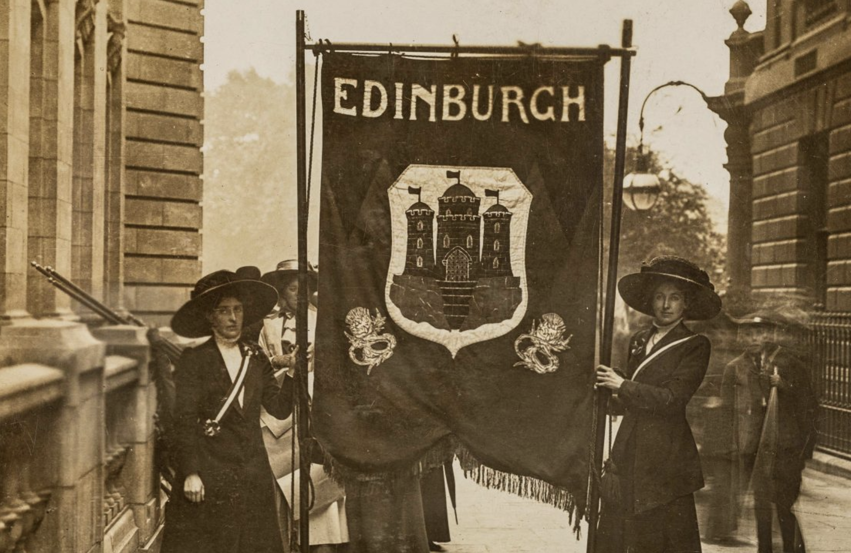 Mary Lowndes and Suffragette banners