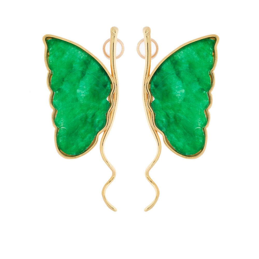 Pendiente mariposa jade oro