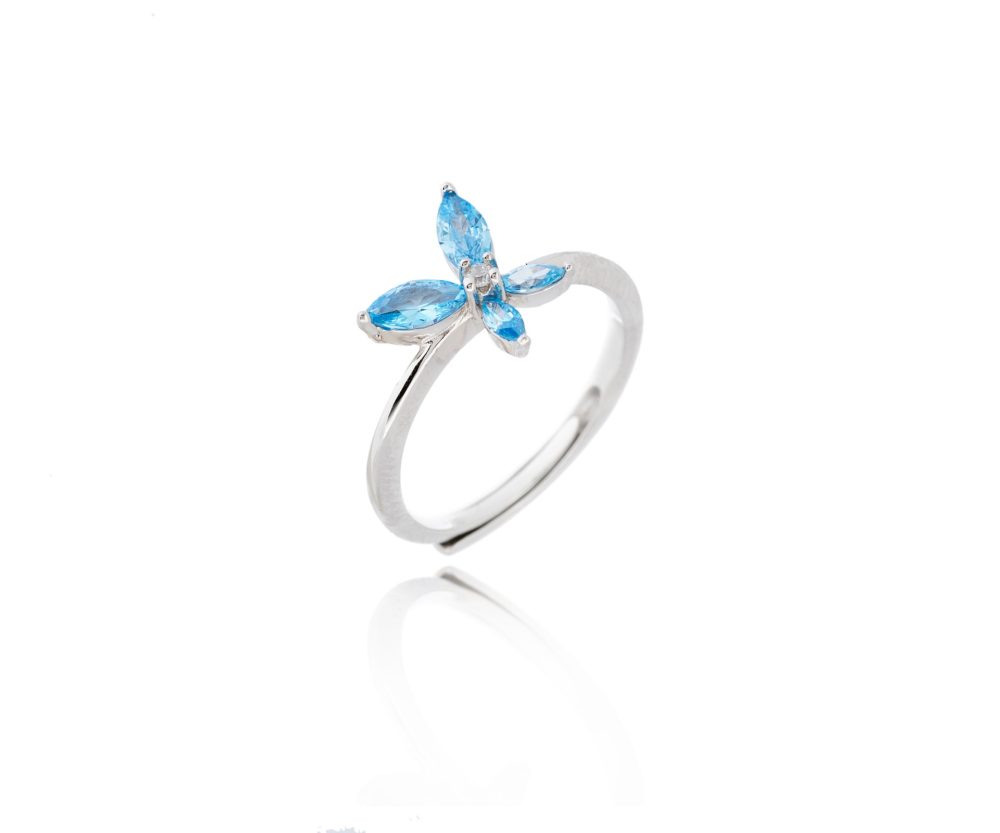 Anillo circonita azul celeste