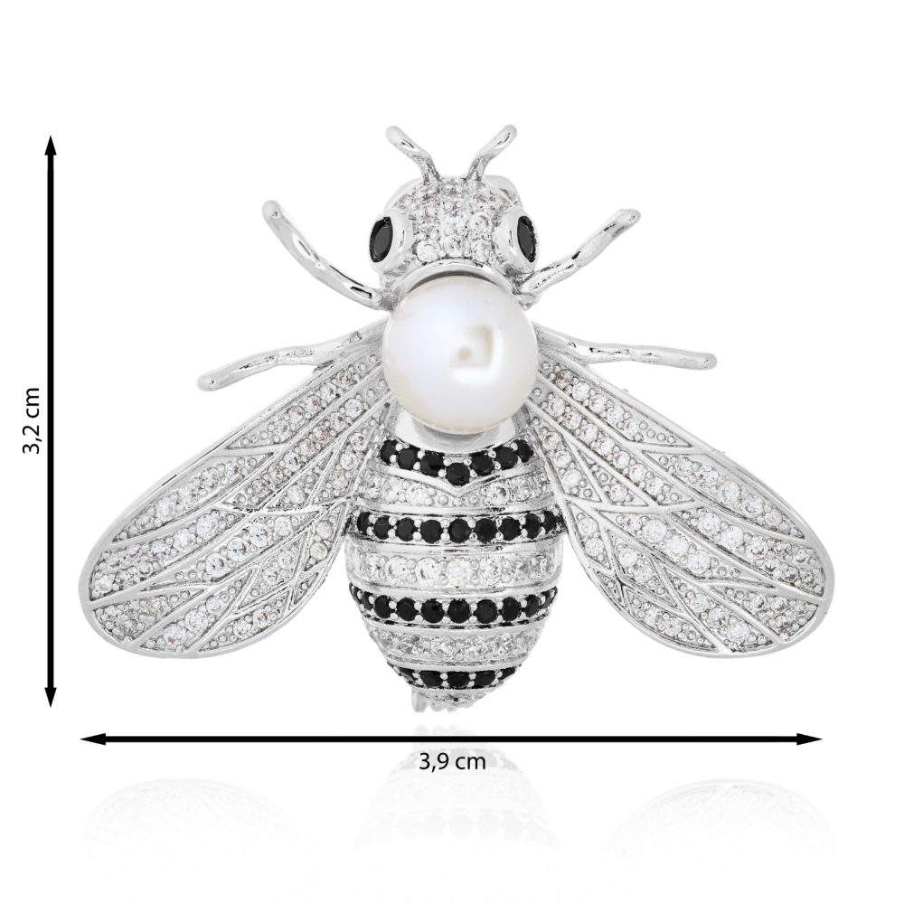 Broche abeja plateada