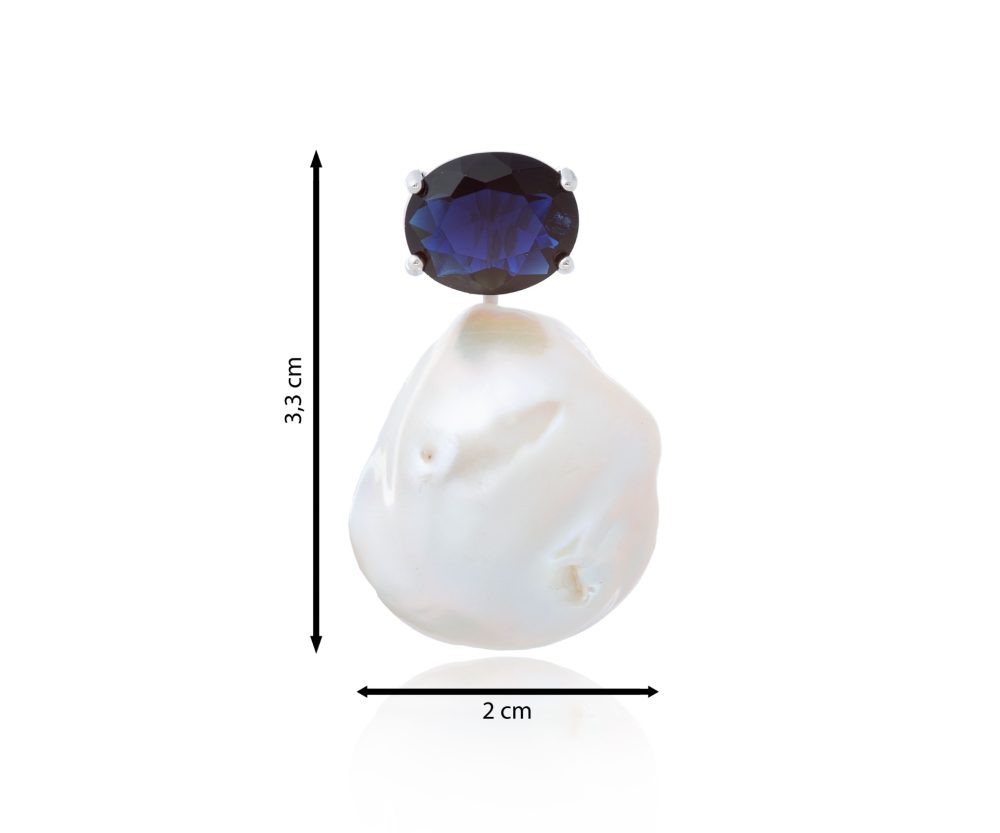 Colgante perla barroca con circonita color azul