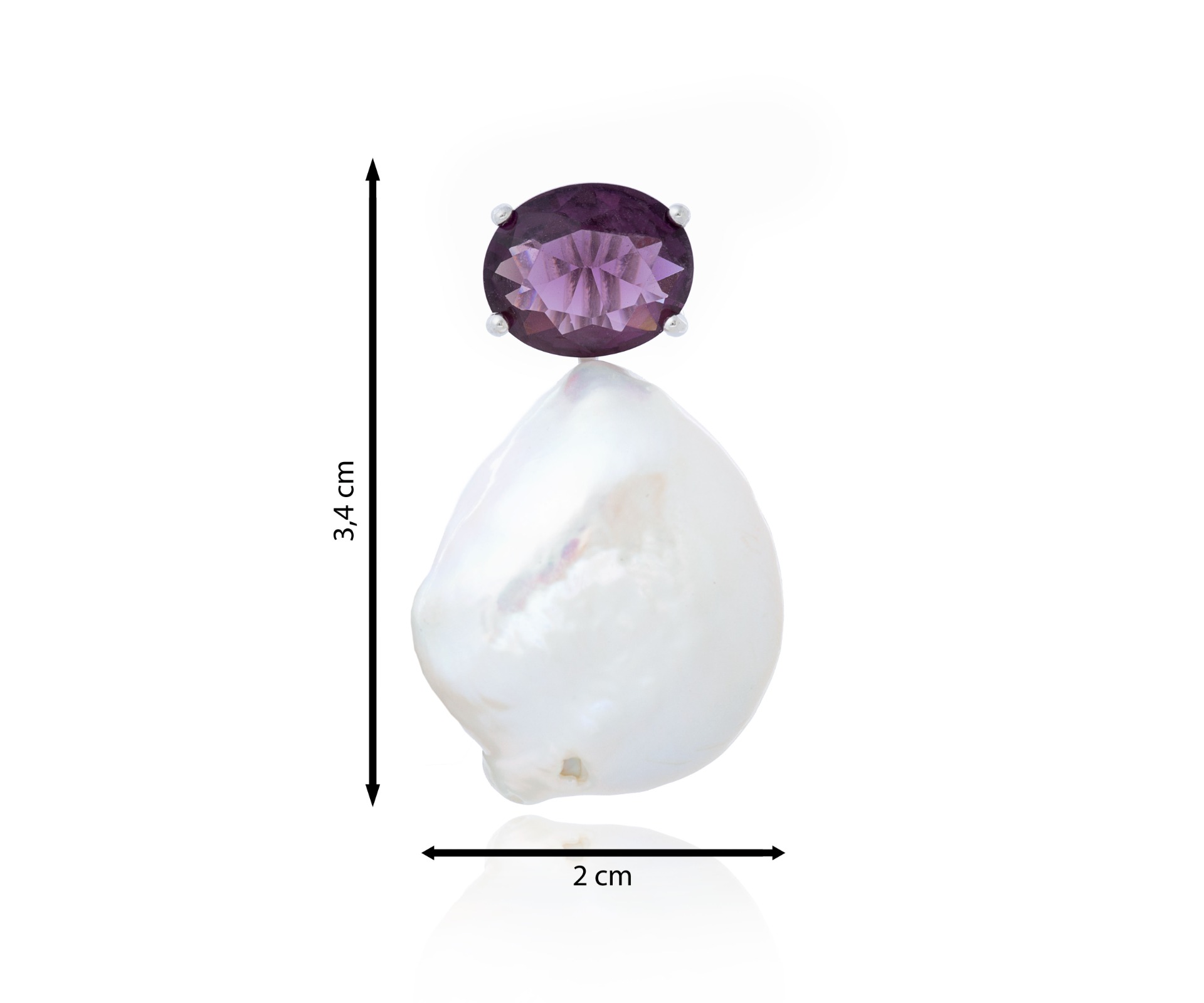 Colgante de perla barroca y circonita color violeta