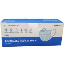 Type IIR Fluid Resistant 3 Ply Surgical Face Mask – 50pk