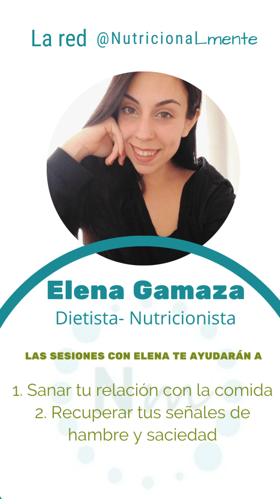 Foto de equipo de la dietista-nutricionista Elena Gamaza