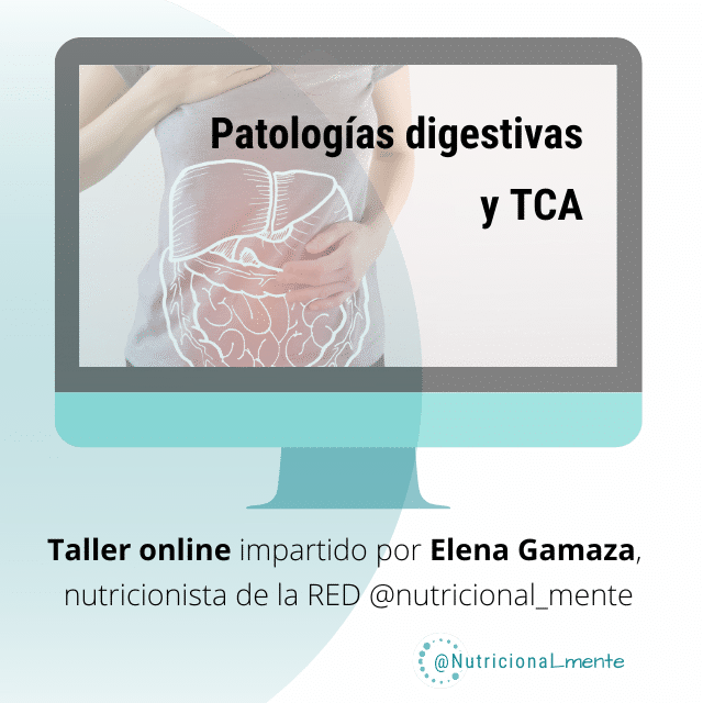 Imagen del curso patologías digestivas y TCA donde se ve una mujer tocándose el vientre en señal de dolor