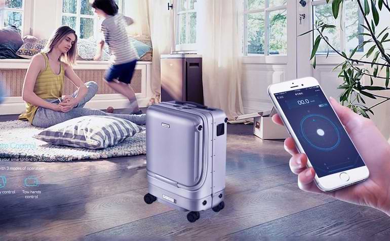 Smart resväska med mobil fjärrkontroll för styrning