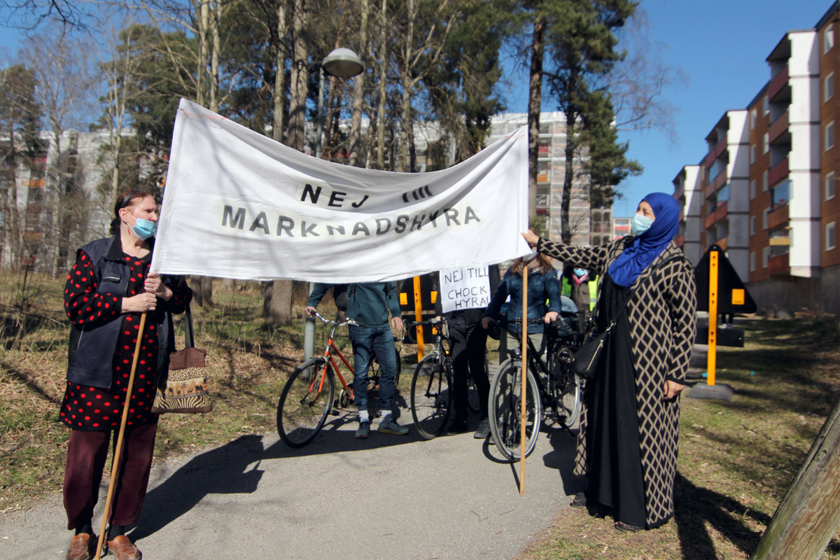 Demonstrationståg mot marknadshyra i Husby