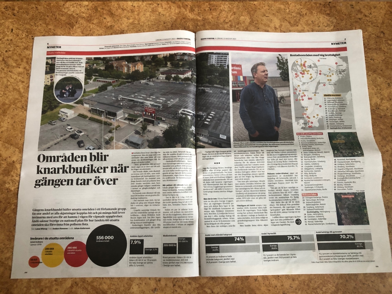 Visar ett uppslag i DN om knarkhandeln i orten.