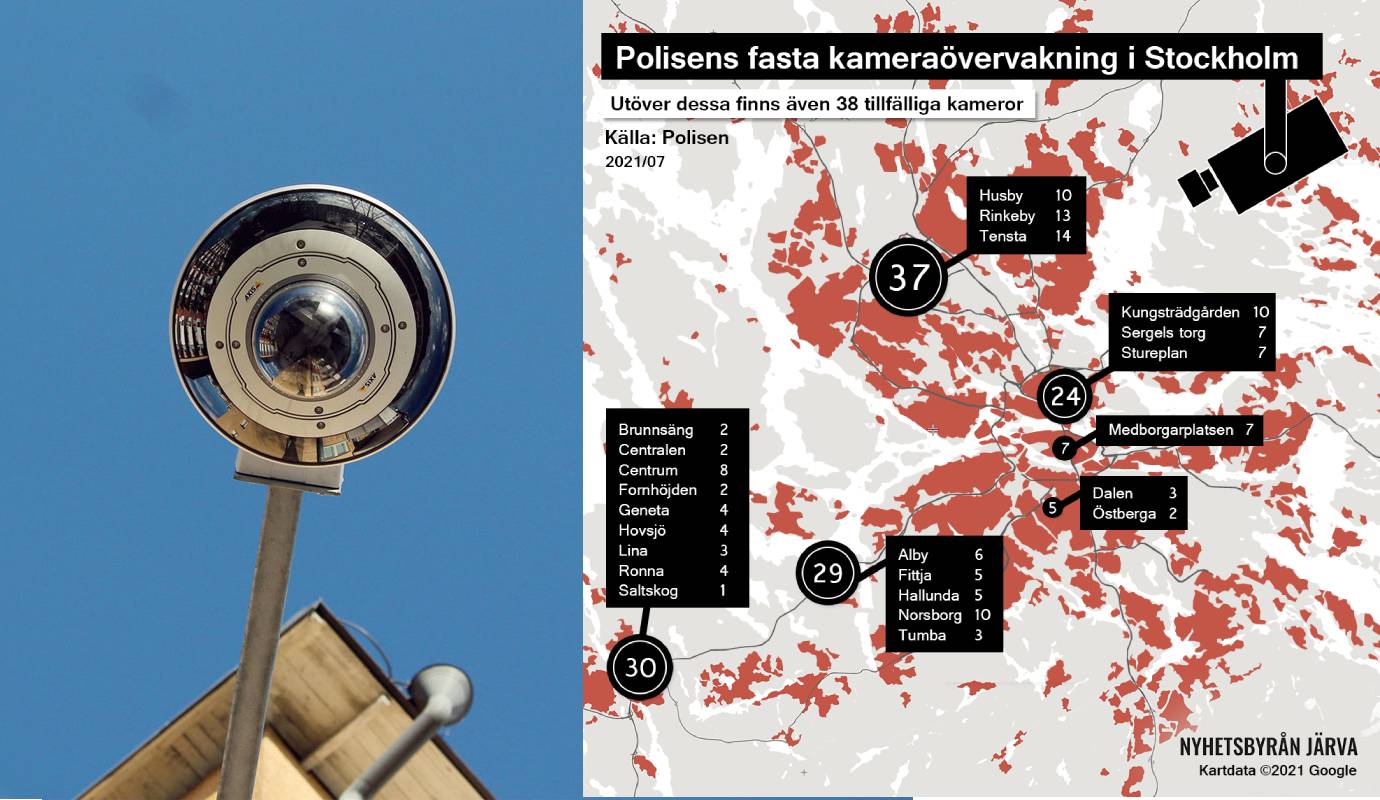 övervakningskaera och karta över området som bevakas