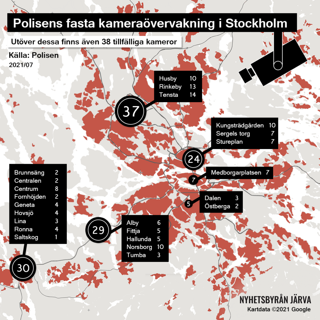 Karta kamerabevakningspunkter Stockholms län