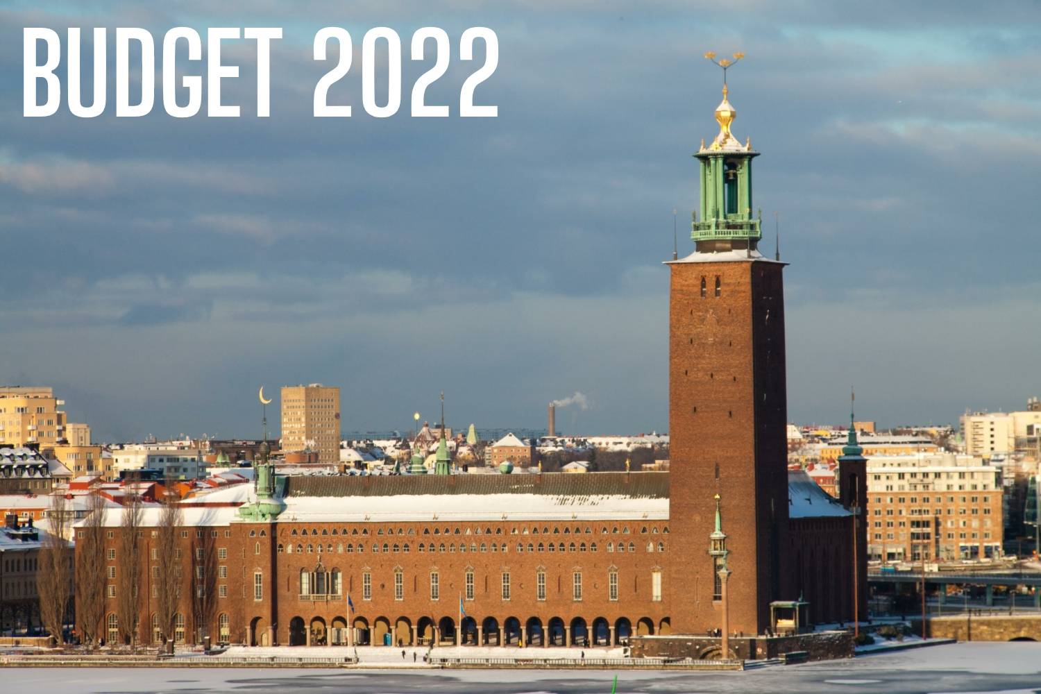 stockholms stadshus med texten budget 2022
