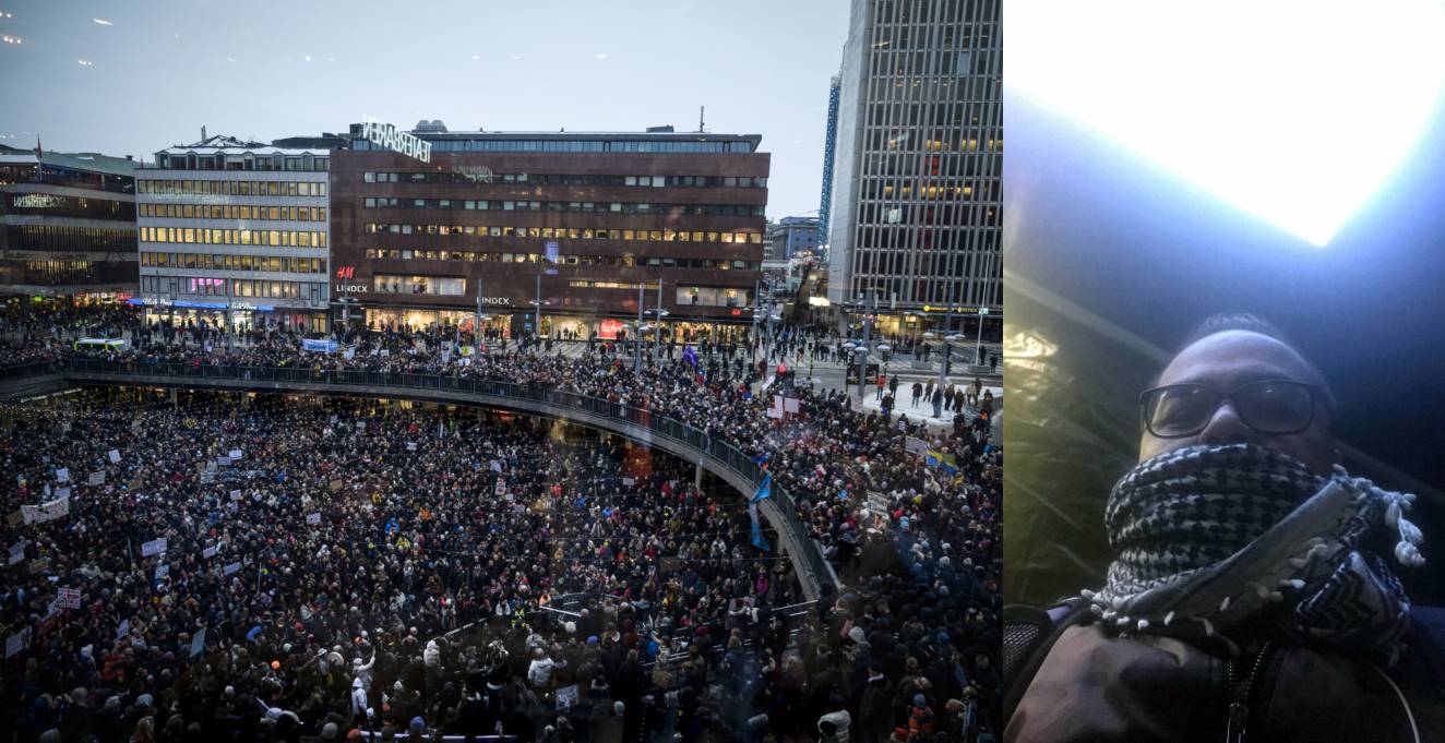 vaccinmotståndare demonstrerar + leo ahmed